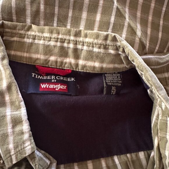 Timber Creek by Wrangler green and white check short sleeve shirt size XL - Picture 3 of 6